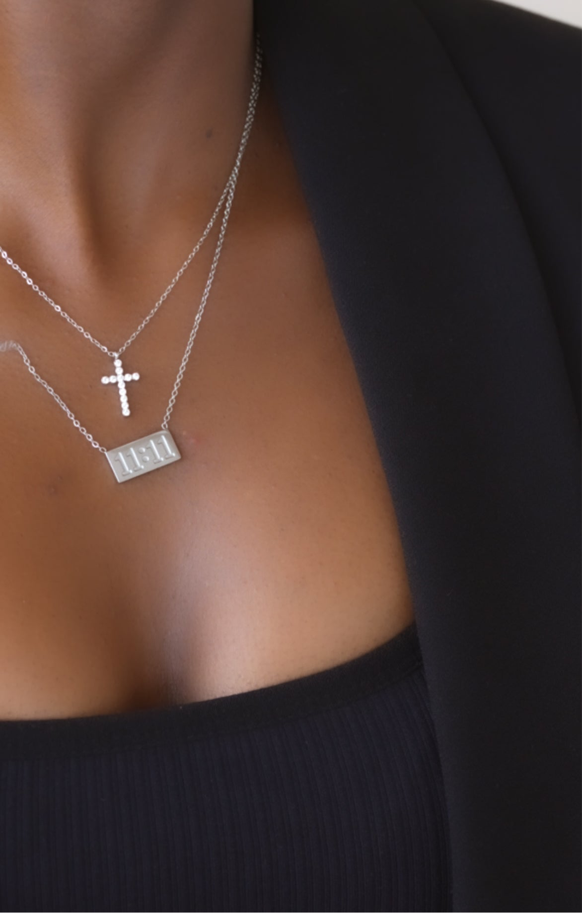 Grace Pave’ Cross "Silver" Necklace - Alais Branche