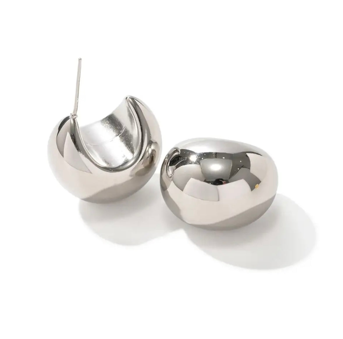 Britt “Silver” Dome C Shape Huggie Earrings