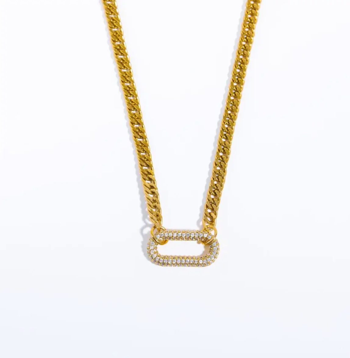 Kelly Pave Circle Cuban Necklace