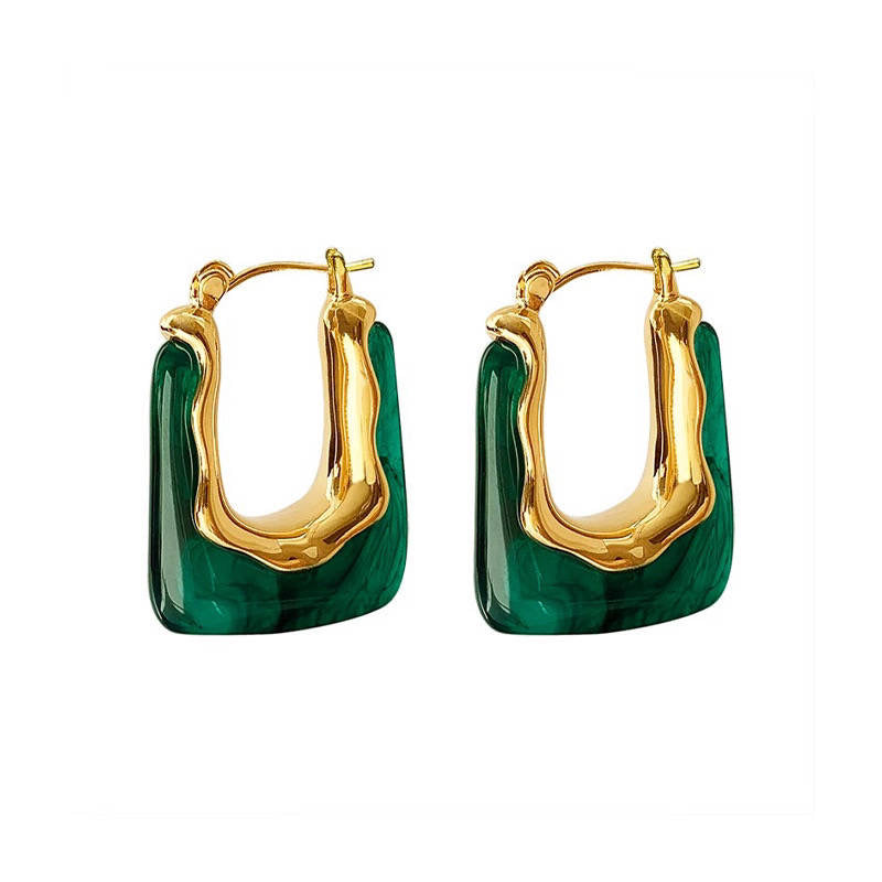 Kate Green Resin Square Earrings