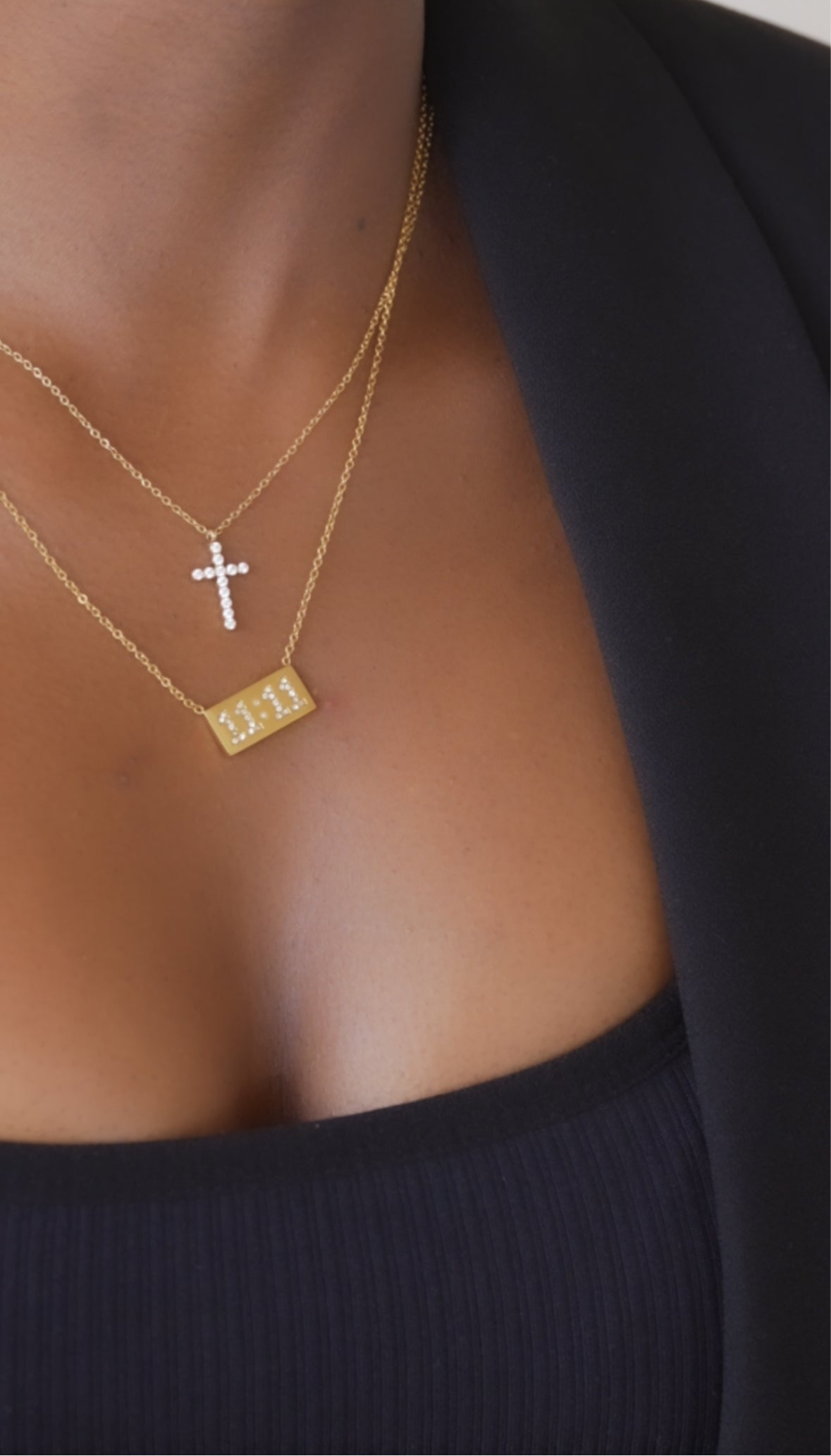 Grace Pave’ Cross Necklace - Alais Branche