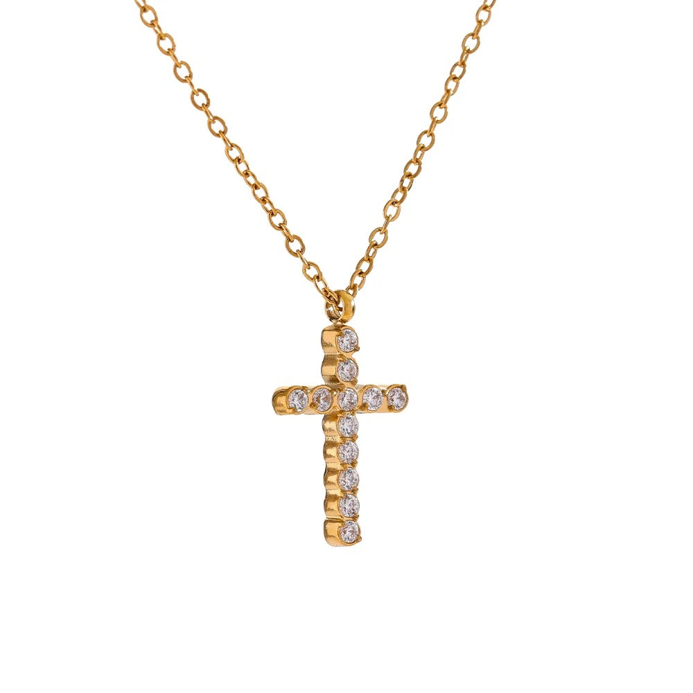 Grace Pave’ Cross Necklace - Alais Branche