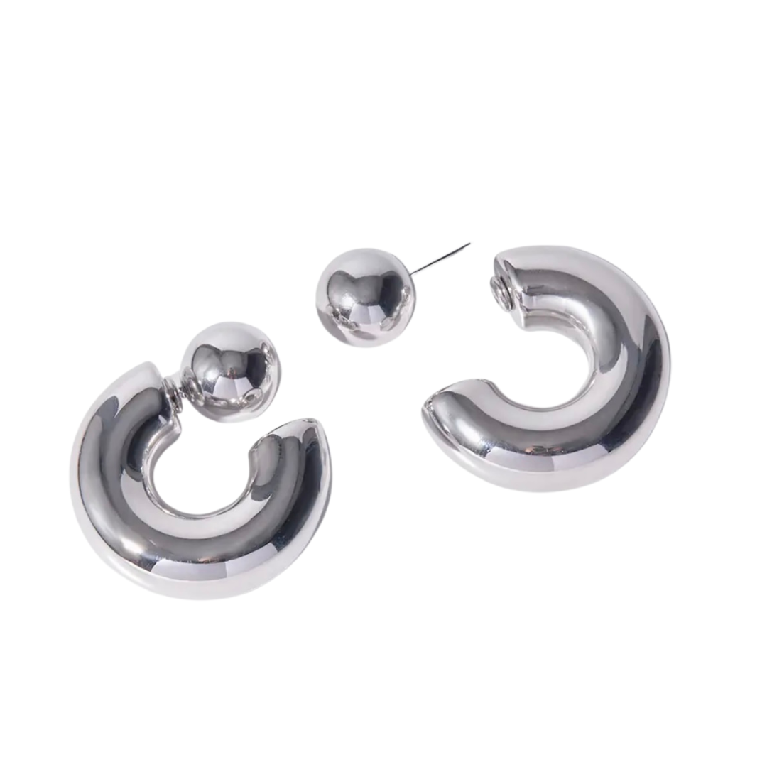 Jess “Silver” Chunky Ball Stud Hoop