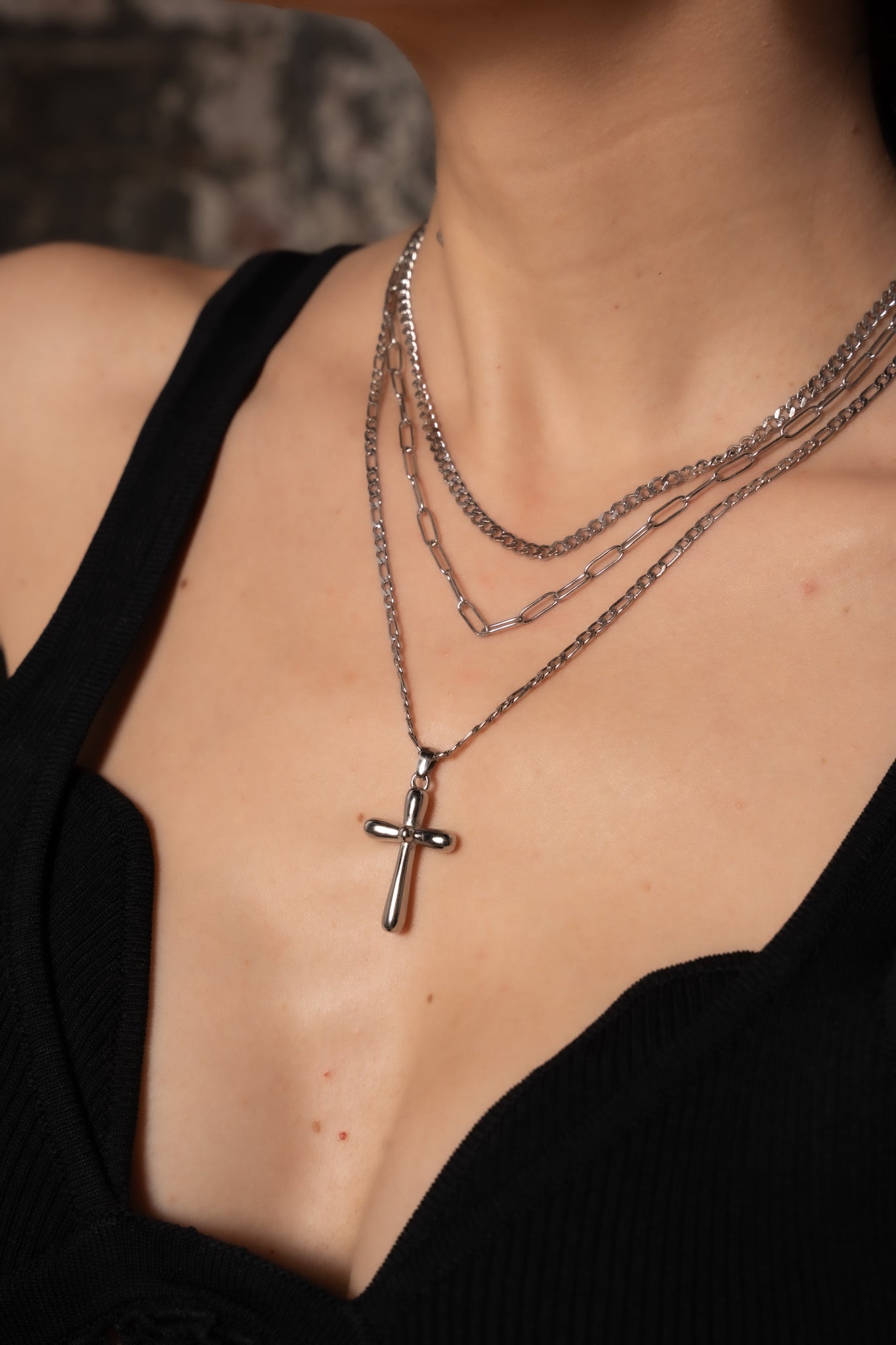 Delaney Cross "Silver" Necklace